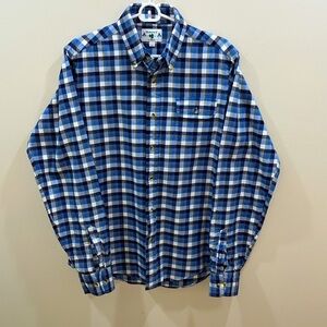 GANT Michael Bastian Men's Blue Plaid Button Down Flannel Shirt. Large.